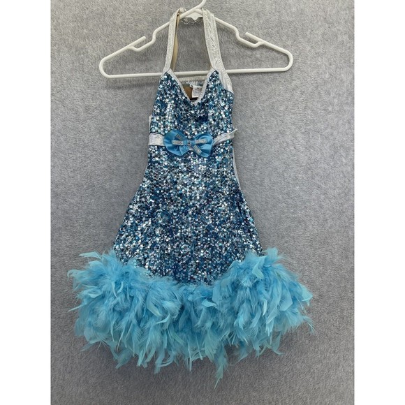 Other - A Wish Come True Girls Sequined Dancewear Costume Wings Feathers Blue IMC 11-12